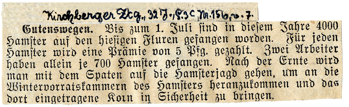 4000 Hamster gefangen. | Quelle: Kirchberger Zeitung