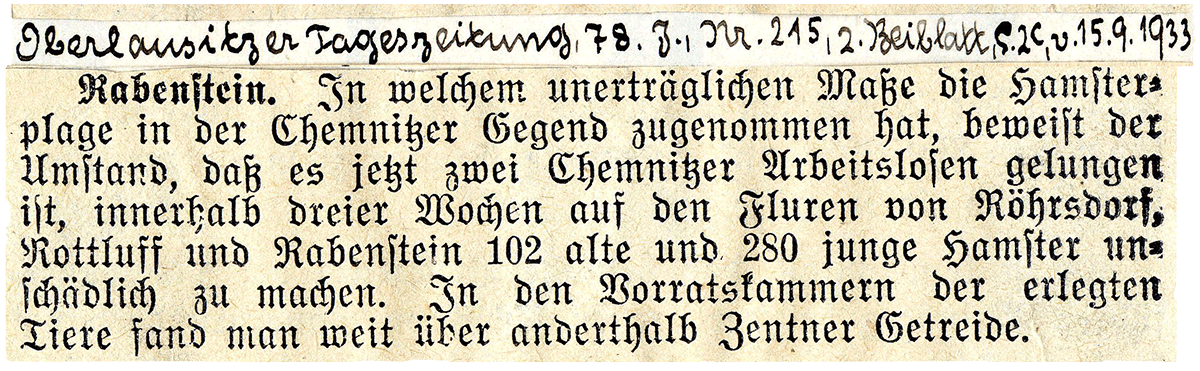 Arbeitslose machen Hamster unschädlich. | Quelle: Oberlausitzer Tageszeitung